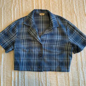 brandy melville blue plaid vivian top